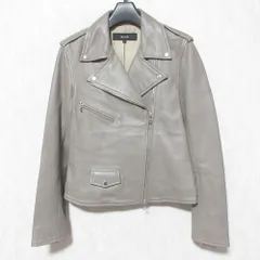 美品 allureville アルアバイル ラムレザー ダブルライダースジャケット サイズ1 グレージュ レディース 古着 中古 USEDのサムネイル
