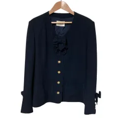 美品 INGEBORG インゲボルグ パールボタン ジャケット サイズM ネイビー レディース 古着 中古 USEDのサムネイル