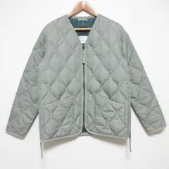 TAION タイオン V NECK ZIP JACKETS キルティングダウンジャケット サイズL ライトカーキ レディース 古着 中古 USEDのサムネイル