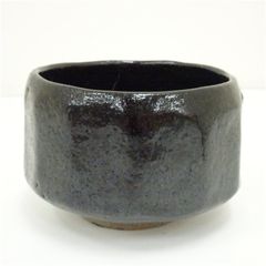 京焼 橋本紫雲造 伊羅保釉月に波茶碗 茶道 抹茶 おしゃれ 抹茶茶碗
