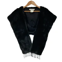 良品 Max Mara マックスマーラ ラパンファー 裏地カシミヤ ティペット マフラー ブラック レディース 古着 中古 USEDのサムネイル