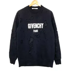 美品 GIVENCHY ジバンシィ デストロイ加工 ロゴプリント スウェットトレーナー 16P 7705 485 XSサイズ ブラック メンズ 古着 中古 USEDのサムネイル