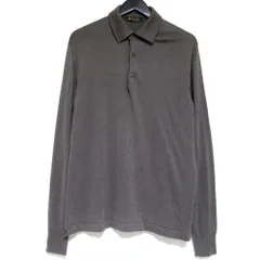 美品 Loro Piana ロロピアーナ カシミヤシルク 長袖 ニット ポロシャツ サイズ52 カーキ系 メンズ 古着 中古 USEDのサムネイル