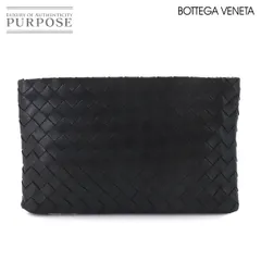 新品同様 ボッテガ ヴェネタ BOTTEGA VENETA イントレチャート クラッチ セカンド バッグ レザー ブラック Clutch Second Bag 90326980のサムネイル