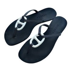 Excellent condition HERMES Caranella Chaine d'Ancre beach sandals, approximately 23cm, black, women's, used/pre-owned.