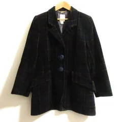良品 CELINE セリーヌ ヴィンテージ ベロア チェックプリント ロングジャケット サイズ40 マルチカラー レディース 古着 中古 USEDのサムネイル