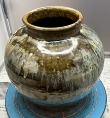 花瓶 花器 壺 流釉 自然釉 丸壺 陶芸 高さ17.5cm #1409