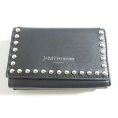J&M DAVIDSON クリスタル 三つ折り財布 スタッズ レザー 黒 - メルカリ