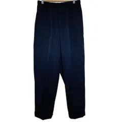 良品 COMME des GARCONS HOMME コムデギャルソンオム ウールギャバジン イージーワイドテーパードパンツ サイズM ネイビー メンズ 古着 中古 USEDのサムネイル