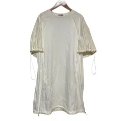 美品 MONCLER モンクレール ドロストリング 異素材切替 半袖ワンピース SS DRESSH10938I00006 809CR サイズXS  ホワイト レディース 古着 中古 USEDのサムネイル