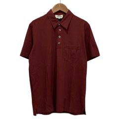 良品 HERMES エルメス コットンニット 半袖 ポロシャツ S レッド