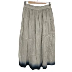 美品 25SS evam eva エヴァムエヴァ linen gradation リネングラデーション ギャザー ロングスカート M グレージュ レディース 古着 中古 USEDのサムネイル