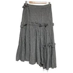 美品 YOHJIYAMAMOTO+NOIR ヨウジヤマモト プリュスノアール 千鳥格子 フリルロングスカート NN-S06-301 サイズ2 ブラック ホワイト レディース 古着 中古 USEDのサムネイル