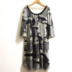 極美品 レオナール シルク混 ニット 半袖 ワンピース 花柄 ブラック 38