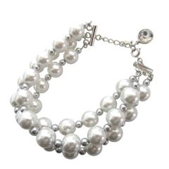 美品 Rene ルネ フェイクパール 3連 ブレスレット オフホワイト