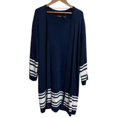 良品 RALPH LAUREN ローレンラルフローレン ツートーン カーディガン キャップスリーブ セータードレス アンサンブル M ネイビー レディース 古着 中古 USEDのサムネイル