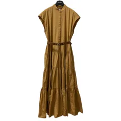 未使用 25SS MAX MARA STUDIO マックスマーラ ストゥディオ BATRO ベルテッドティアードドレス ワンピース サイズ46 キャメル レディース 古着 中古 USEDのサムネイル