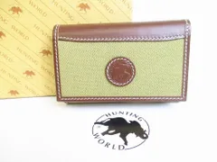 【未使用保管品】 HUNTING WORLD ハンティングワールド サファリ キャンバス レザー ゴールド金具 6連 キーケース キーリング メンズ レディース ベージュ×ブラウンのサムネイル