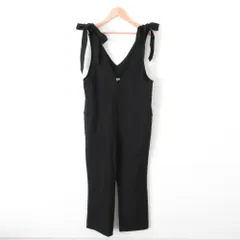 美品 22AW yori ヨリ ストレッチ 裏起毛 Vネック リボンサロペット オールインワン YR2224-126AW 36 ブラック レディース 古着 中古 USEDのサムネイル