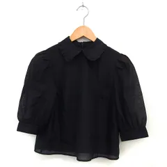 トランテアン ソン ドゥ モード 31 Sons de mode フリル ステンカラー ブラウス 透け感 タック バックジップ 七分袖 38 黒 ブラック /NT20のサムネイル