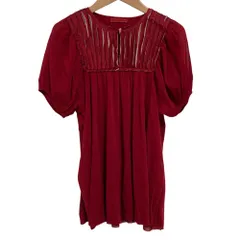 良品 VIVIENNE TAM ヴィヴィアンタム パワーネット キーネック パフスリーブ ブラウス サイズ0 レッド レディース 古着 中古 USEDのサムネイル