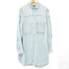 美品 DIESEL ディーゼル デニム ウエスタンシャツワンピース XS ライトブルー レディース 古着 中古 USED