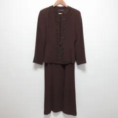 美品 MARIKO KOHGA マリココウガ ノーカラージャケット ワンピース アンサンブル サイズ38 ブラウン レディース 古着 中古 USEDのサムネイル