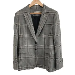 美品 alice + olivia アリスアンドオリビア チェック柄 テーラードジャケット サイズ2 グレー レディース 古着 中古 USEDのサムネイル