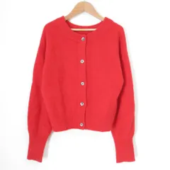 美品 25AW RIVE DROITE リヴドロワ ヘアリーヤーン 2way ニットカーディガン Fサイズ レッド レディース 古着 中古 USEDのサムネイル