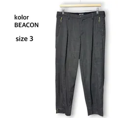 カラー ビーコン kolor BEACON 日本製 ウール100% パンツ スラックス トラウザー ボトムス テーパード クロップド タック 裾ジップ 金具 灰色 グレー チャコール サイズ3 L メンズ モード カジュアルのサムネイル