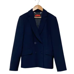 美品 MAX&Co. マックスアンドコー ストレッチ ダブルブレスト テーラードジャケット サイズ38 ネイビー レディース 古着 中古 USEDのサムネイル