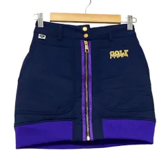 美品 MARK&LONA RICH & FAMOUS マークアンドロナ 中綿 ナイロン ミニスカート MRW-1D-AE23 ゴルフウェア サイズ36 ネイビー レディース 古着 中古 USEDのサムネイル