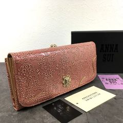 新品未使用ANNA SUI財布ルーミー ピンクフラップがま口エナメル花柄