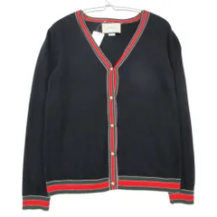GUCCI グッチ カーディガン メリノウール ニット Vネック ウェブ シェリーライン パール GGボタン ネイビー M【M】 レディース 【中古】のサムネイル
