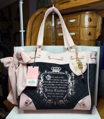 JUICY COUTURE ジューシークチュール リー デイドリーマー トートバッグ ヴィンテージ ギャル ツアーベルベット ブラック ピンクのサムネイル