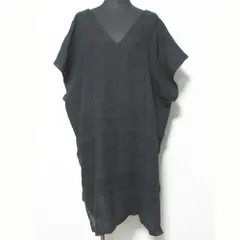 美品 HAVERSACK ハバーサック リネン ショートスリーブ Vネック ワンピース 621907 1 ブラック レディース 古着 中古 USEDのサムネイル
