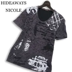 HIDEAWAYS NICOLE ハイダウェイ ニコル 春夏★ 半袖 プリント メランジ カットソー Tシャツ Sz.46 メンズ グレーのサムネイル