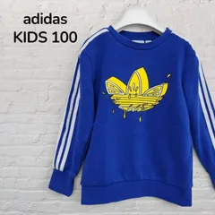 【美品】アディダスオリジナルス　adidas originals　スウェット　トレーナー　キッズ　100　ブルー　青　レモントレフォイル　トレフォイル　スリーストライプ　韓国　古着のサムネイル