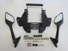 NMAX nmax125/155 n-max V3 2025 以降 ミラー 車体移設 ブラケット ホルダーマウントクランプ& カーボン調 ミラー セットのサムネイル
