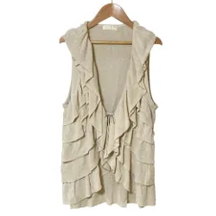 美品 INGEBORG インゲボルグ フリルニット ジレ ベスト サイズ11 ライトベージュ レディース 古着 中古 USEDのサムネイル