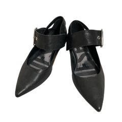 美品 DIESEL ディーゼル ポインテッドトゥ フラットパンプス シューズ サイズ37 23.5cm相当 ブラック レディース 古着 中古 USED