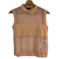 美品 23SS EMPORIO ARMANI エンポリオアルマーニ シアー ニット ベスト サイズXS オレンジベージュ レディース 古着 中古 USEDのサムネイル