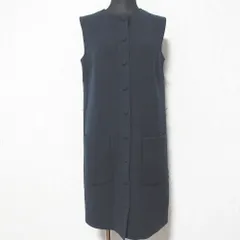 良品 HELMUT LANG ヘルムートラング フロントボタン ノースリーブ ひざ丈 ワンピース S ネイビー レディース 古着 中古 USEDのサムネイル