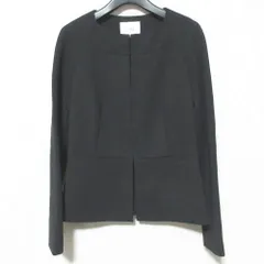 美品 UMA ESTNATION ユマ エストネーション Jackytex ノーカラー ジャージーペプラムジャケット 71-107-04-010015 38 ブラック レディース 古着 中古 USEDのサムネイル