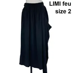 ◇ リミフゥ LIMI feu ドレープロングスカート ロング丈 変形アシンメトリー ブラック 2 M 9号 レディース S6F475のサムネイル