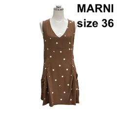 MARNI マルニ コットン リネン ワンピース ドレス アート ベルト 