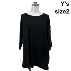 □ ワイズ Y's Tシャツ カットソー トップス 半袖 花モチーフ クルーネック 黒 コットン100％ 2 M 9号 レディース S6F439のサムネイル
