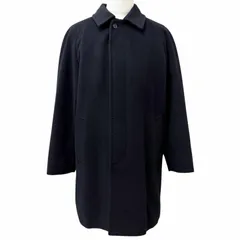 美品□BURBERRY LONDON バーバリーロンドン カシミヤ アンゴラ 裏チェック柄 フライフロント ステンカラーコート 紺 L 日本製 正規品のサムネイル