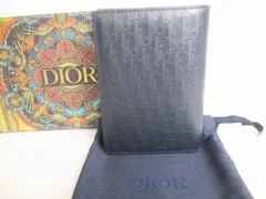 【未使用保管品】 クリスチャン ディオール Christian Dior オブリーク レザー パスポートカバー メンズ レディース ネイビーのサムネイル