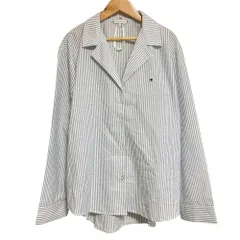 美品 TOMMY HILFIGER トミーヒルフィガー シアサッカー ストライプシャツジャケット M ライトブルー レディース 古着 中古 USEDのサムネイル